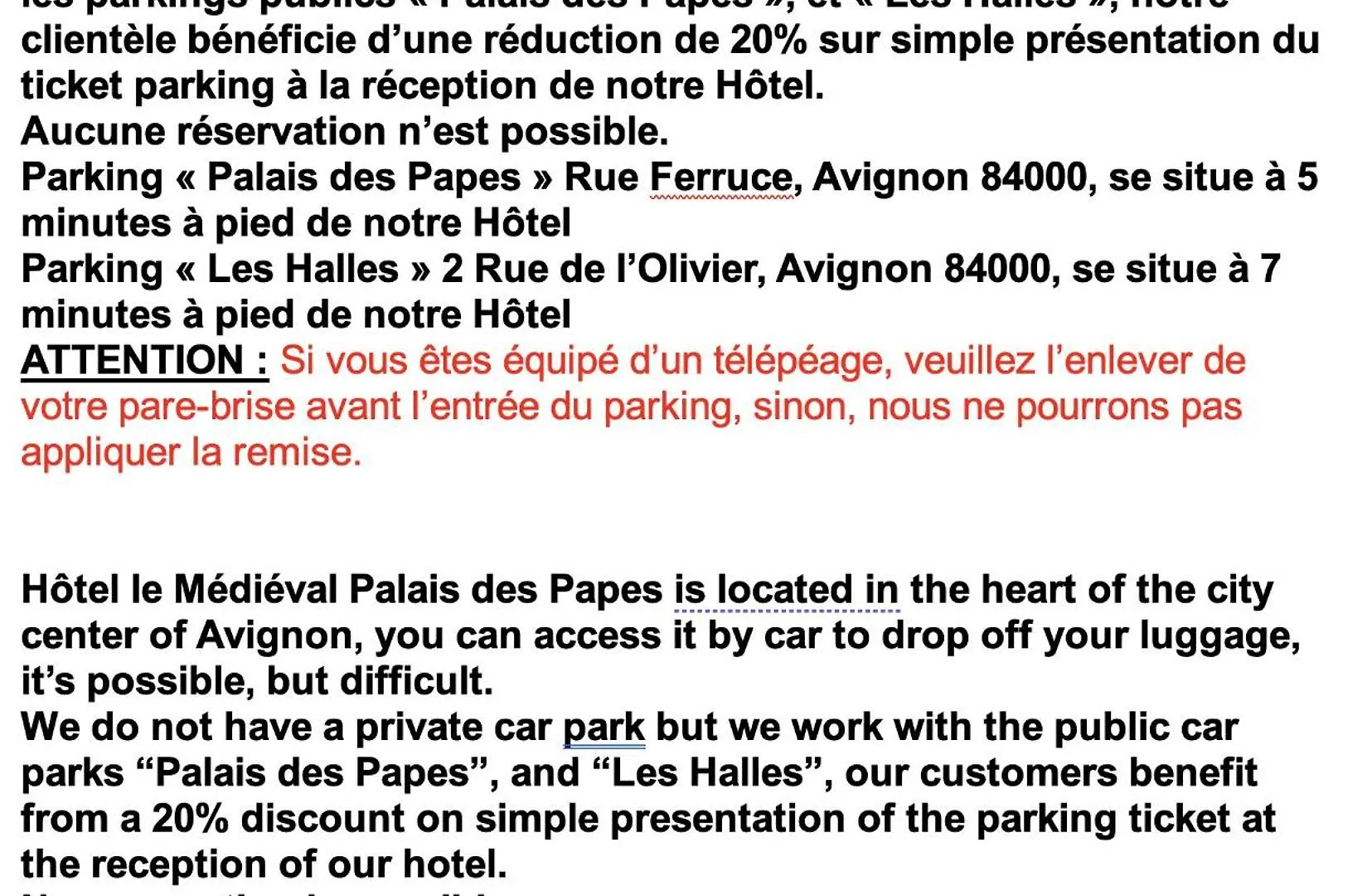 Hotel Le Medieval Palais Des Papes Avinyon